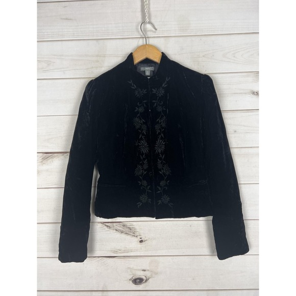 Apt. 9 Jackets & Blazers - Apt 9 Jacket Womens 10 Black Velvet Floral Embroidered Hook Eye Party Formal